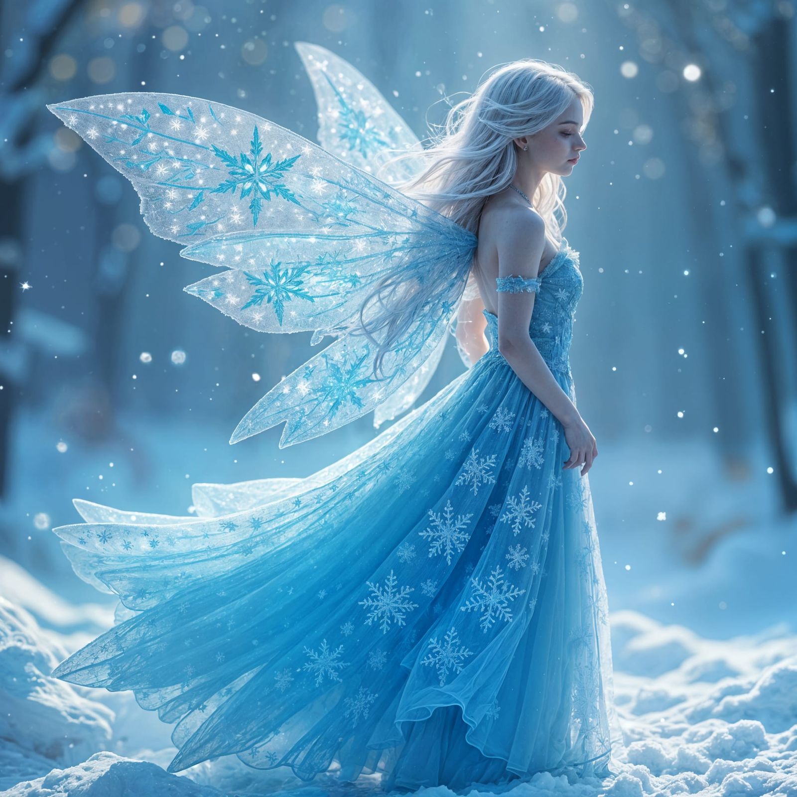 Frozen Winter Fairy in Ethereal Blue
