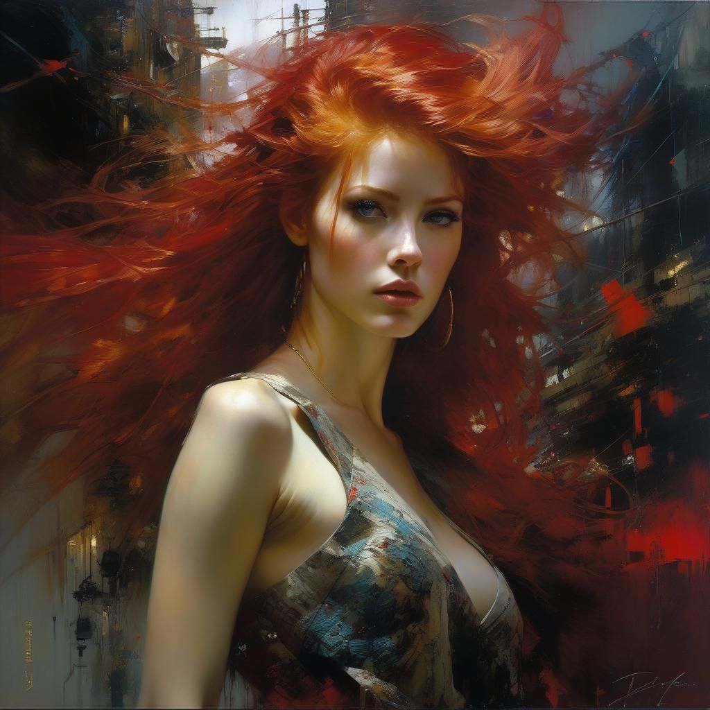 Armored Warrior in Neon Cityscape