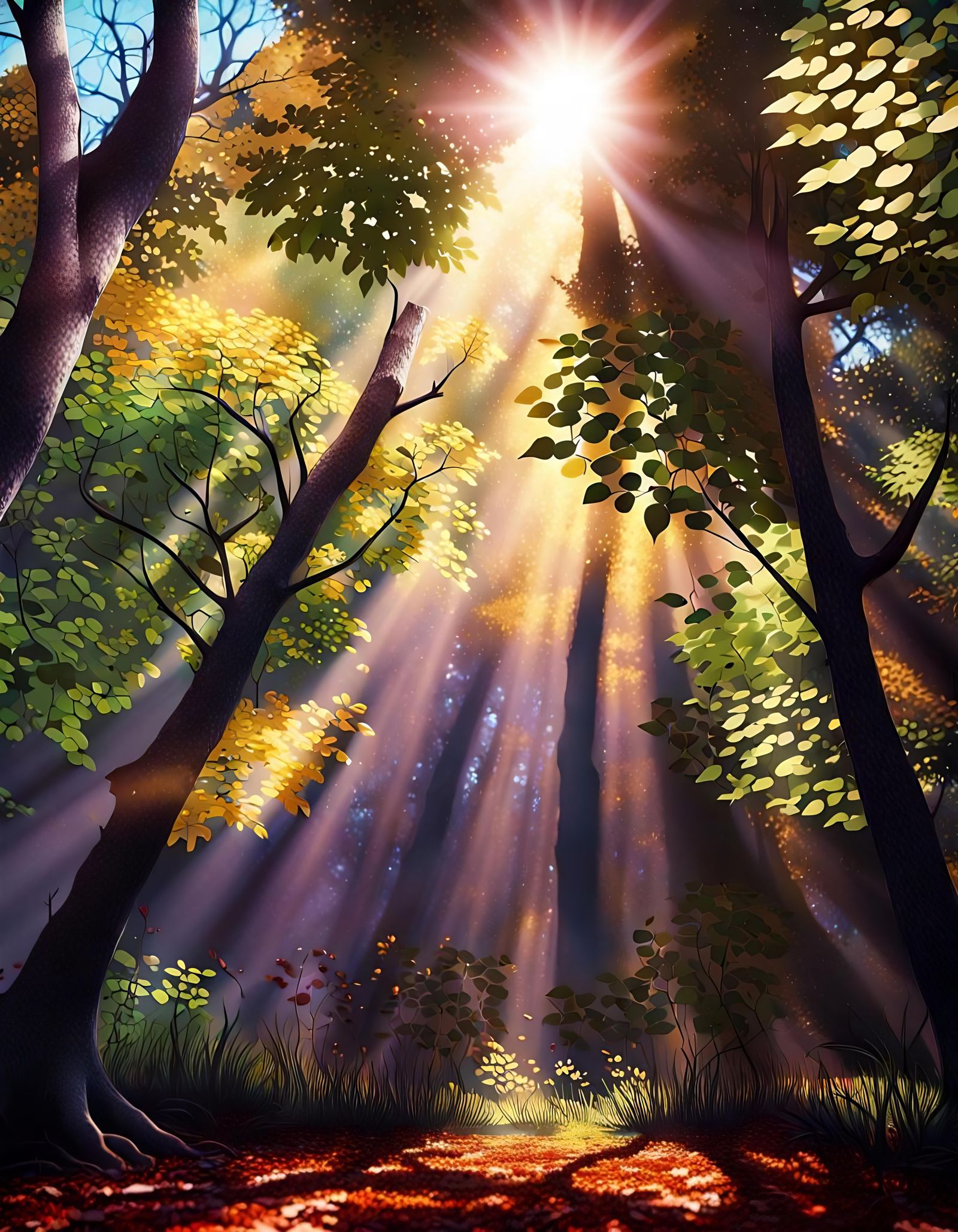 Sunlight and Shadow Animals in Forest, Ultra 8k