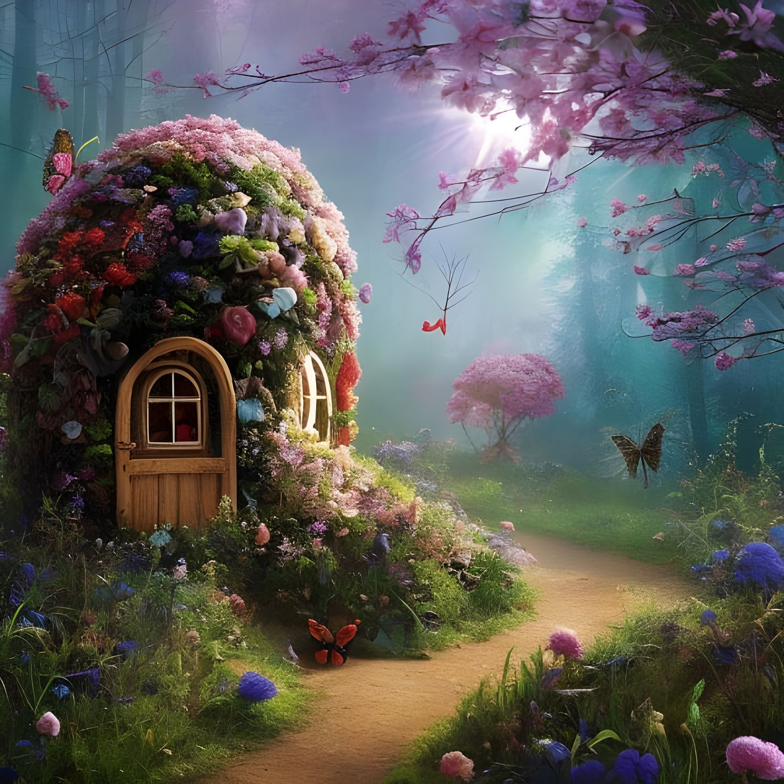 Embroidered Fairy House in Spring