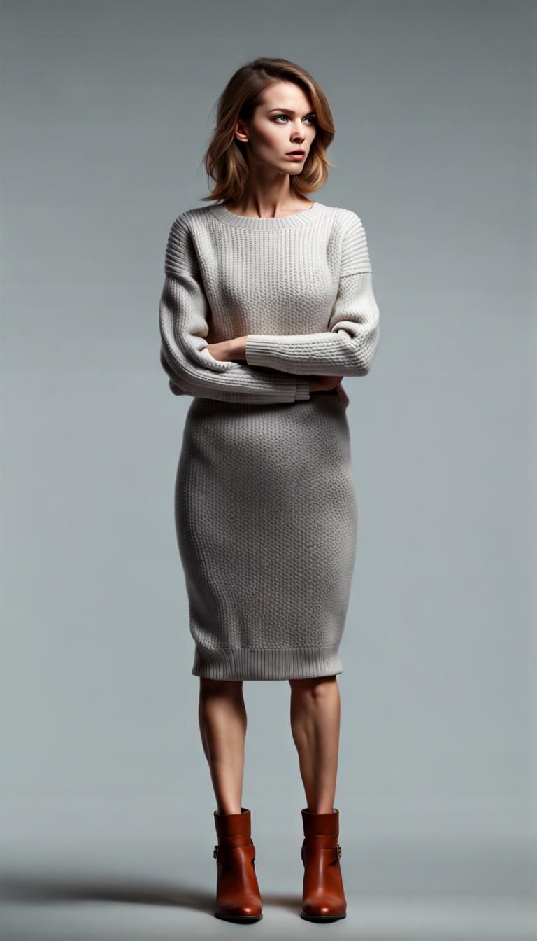 Angry Woman Points in Photorealistic Style