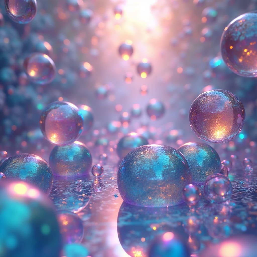 Iridescent Spheres and Prismatic Bubbles in 3D Digital Art