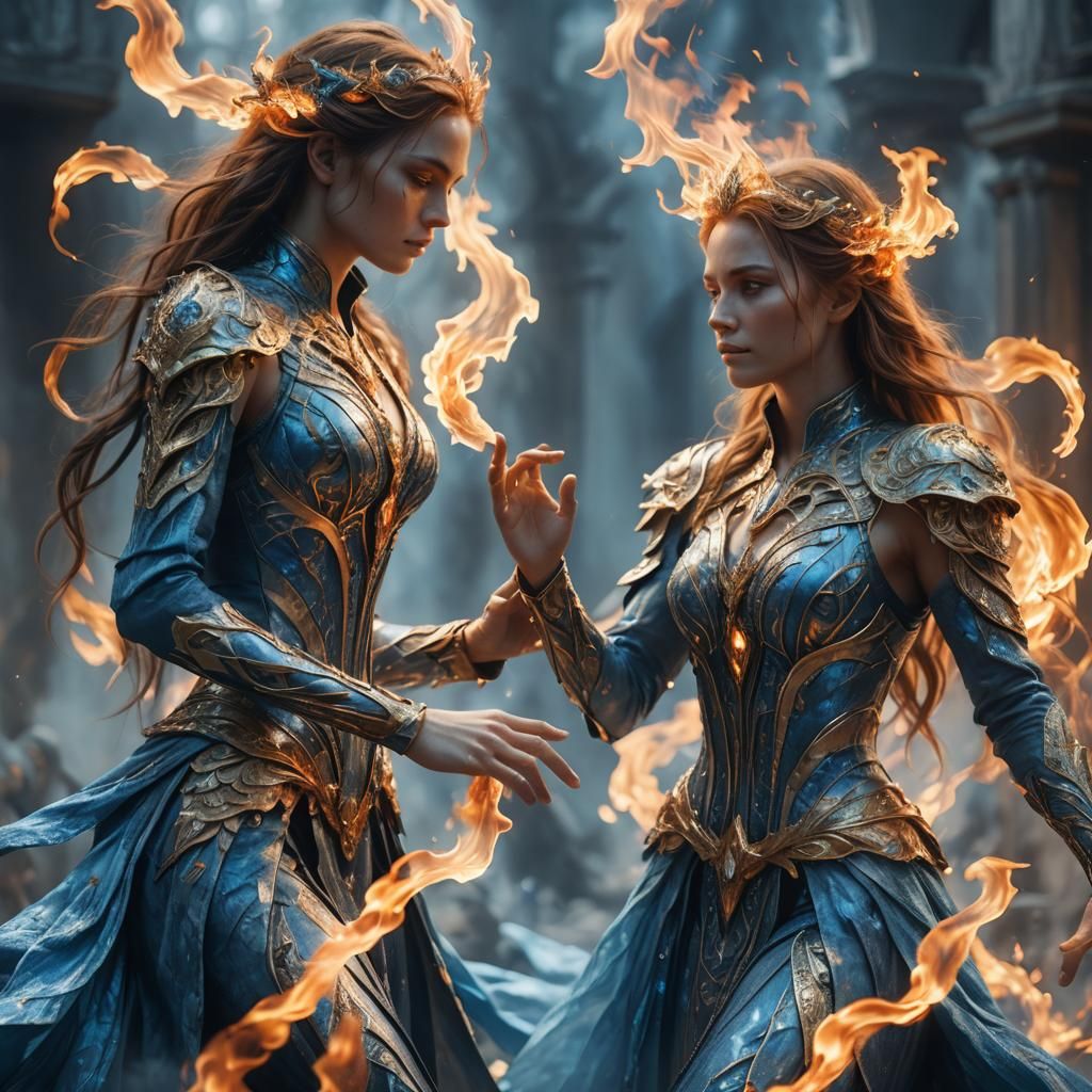 Ethereal Blue Flames in a Fantasy Concept Art