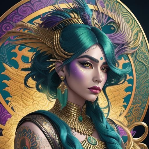 Rainbow Serpent Woman in Vibrant Pop Art Style