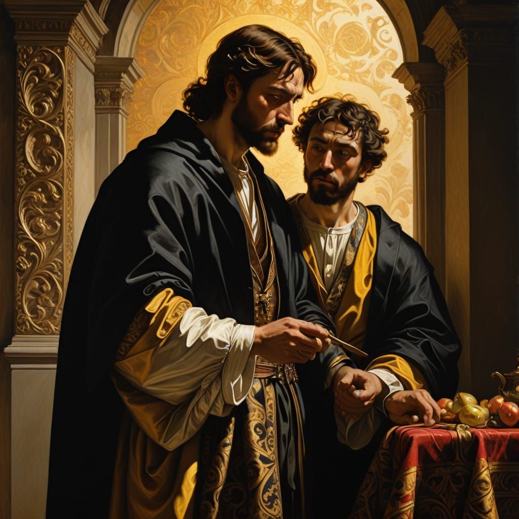 Jacob Presents the Coat of Many Colors in a Warm, Sunlit Roo...