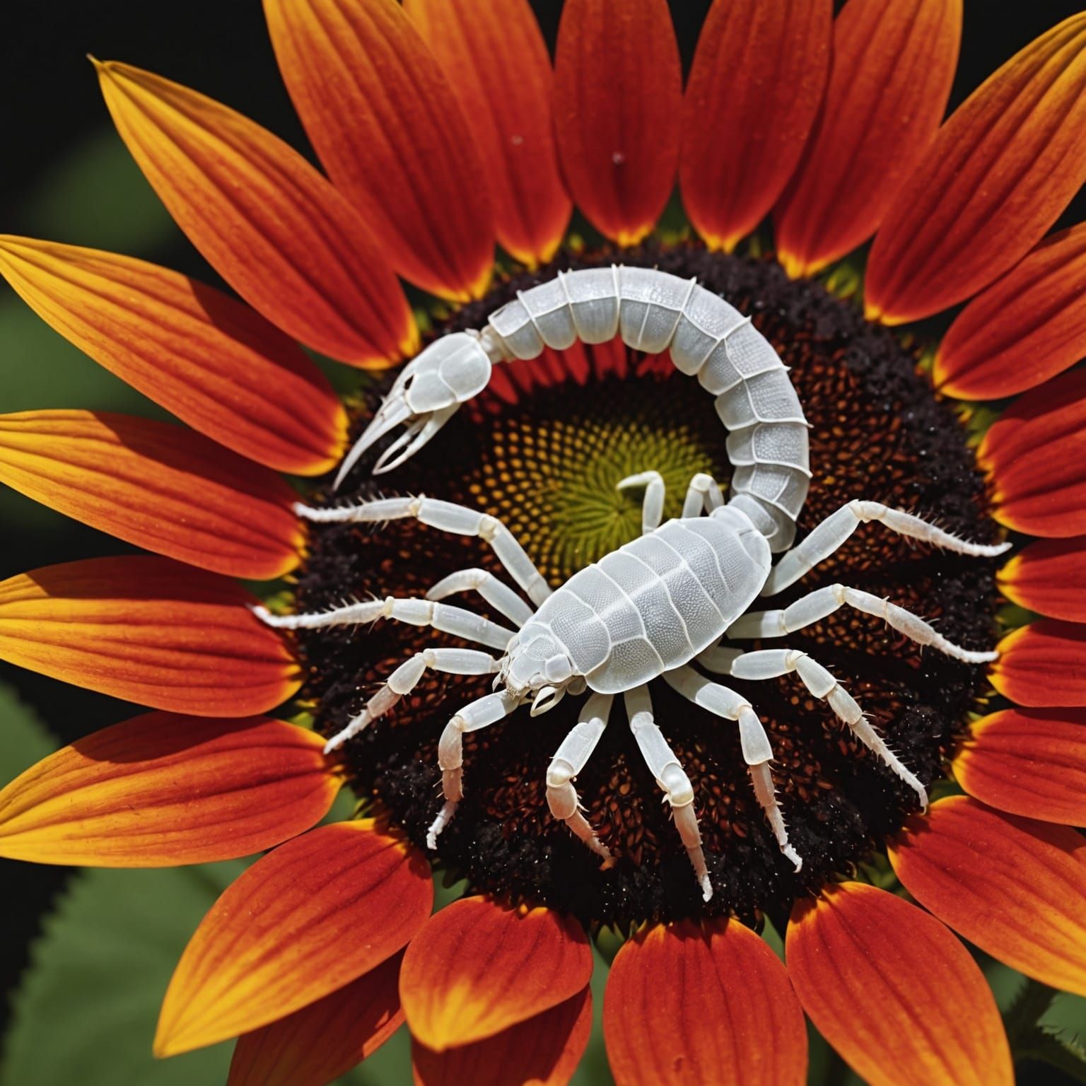 Translucent Scorpion on Sunflower, Greg Rutkowski Style