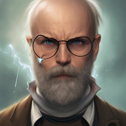 Intricate Portrait of Alchemist Wizard in Art Nouveau Style