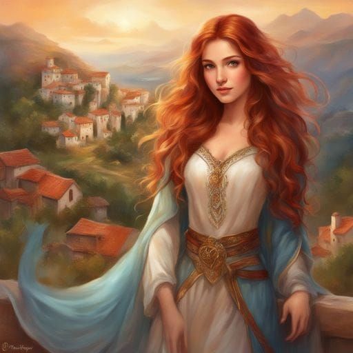 Medieval Spanish Girl Portrait in Royo Style