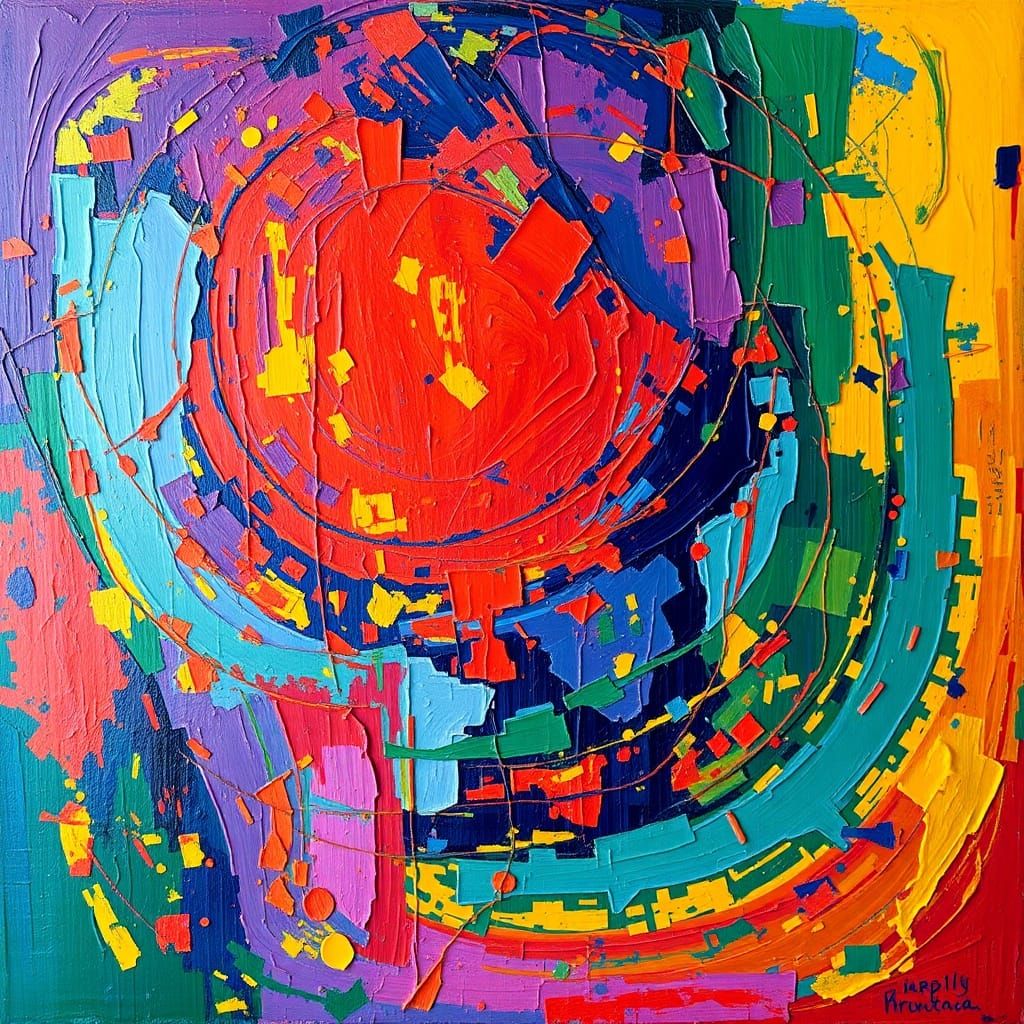 Abstract Telangiectasia Painting in Neo-Impressionist Style