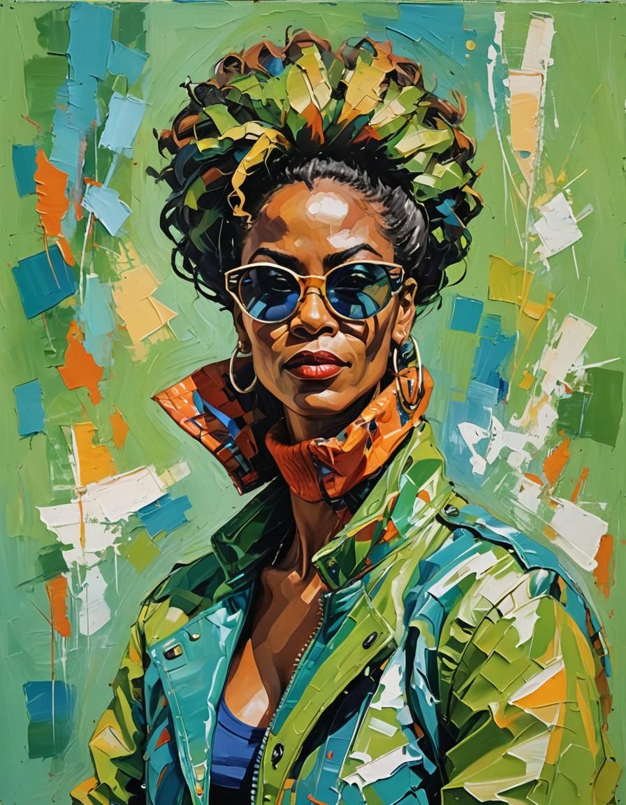 Expressionist Portrait of Woman with Palette Knife Textures