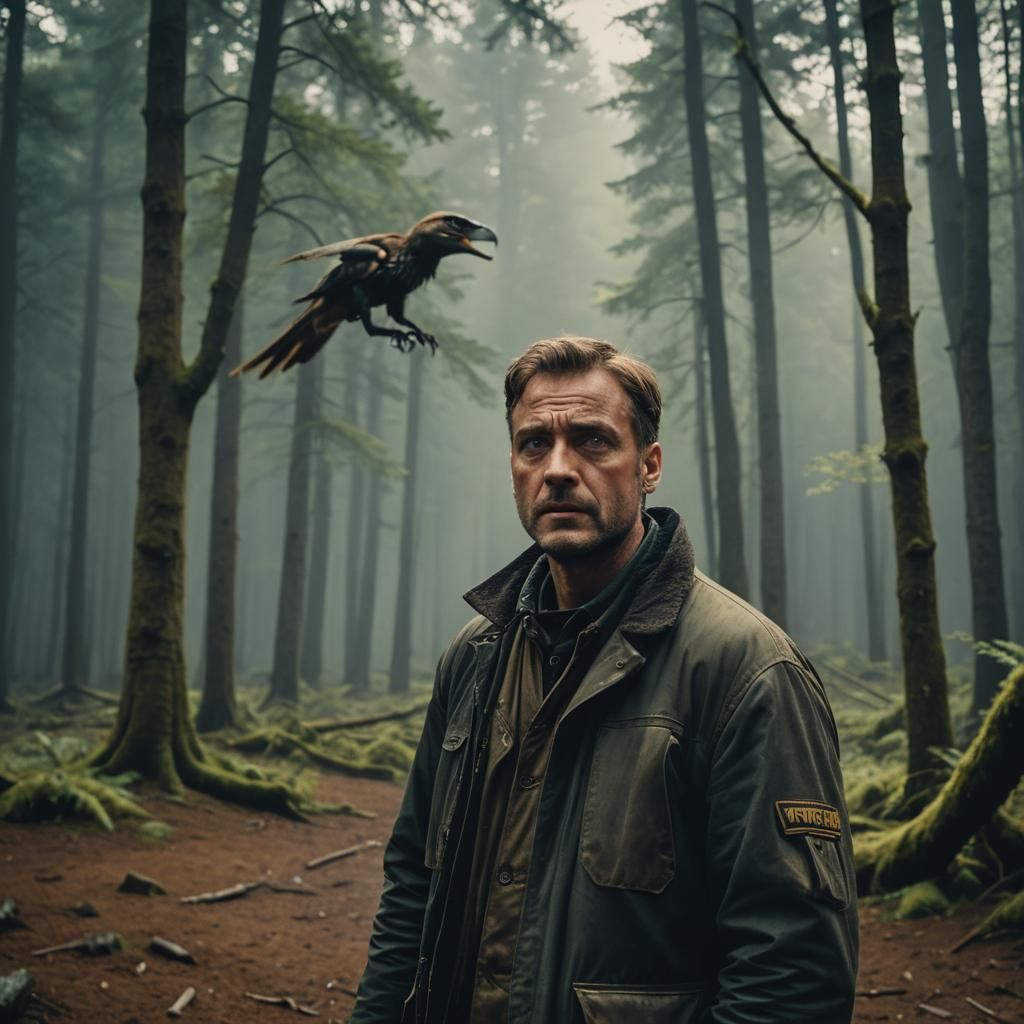 Confused German Man in Cinematic Film Still