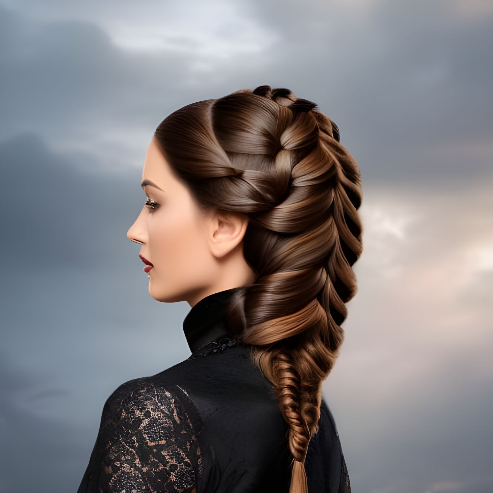 German Woman with Braids: Detailed Fantasy Portrait