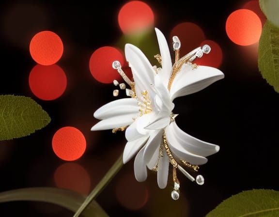 Majestic 3D Coffee Flower in Luxurious Jewelry Style
