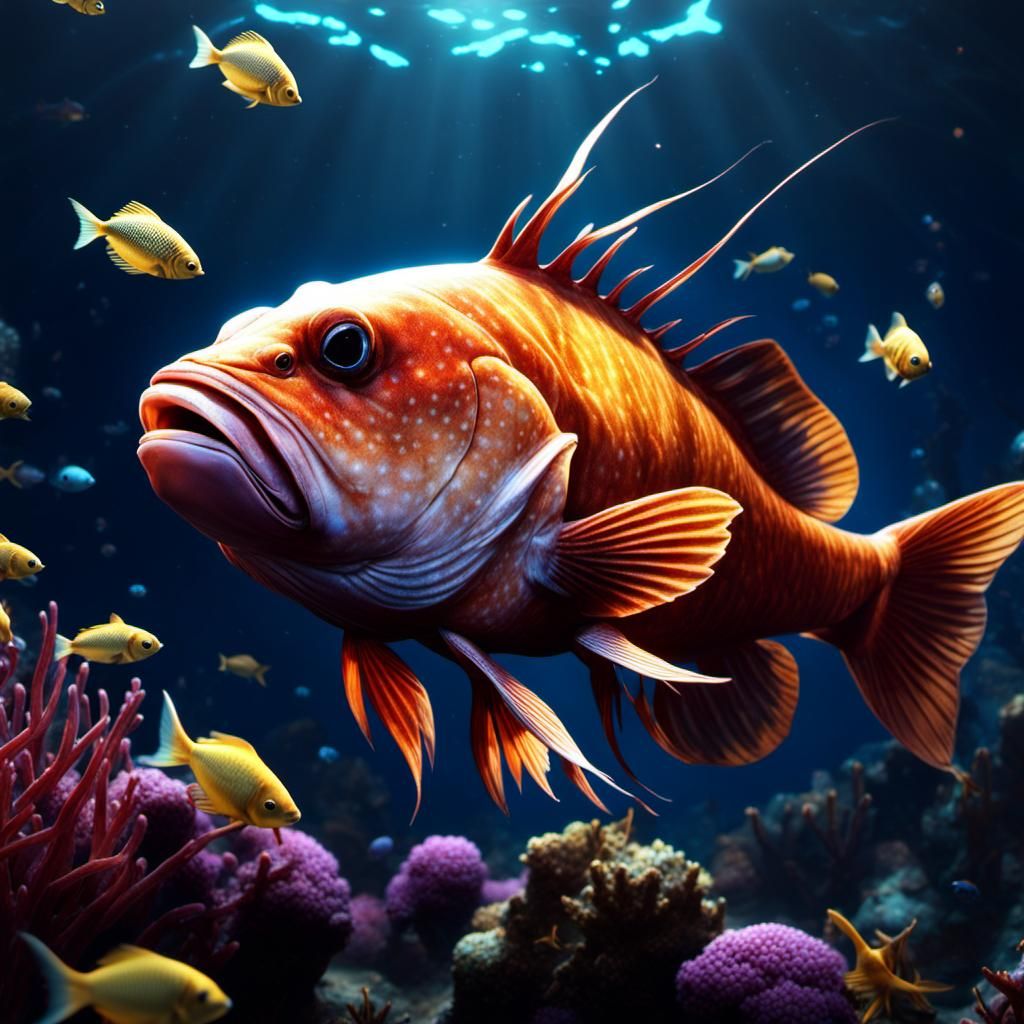Hyperrealistic Monkfish in Abyss Concept Art