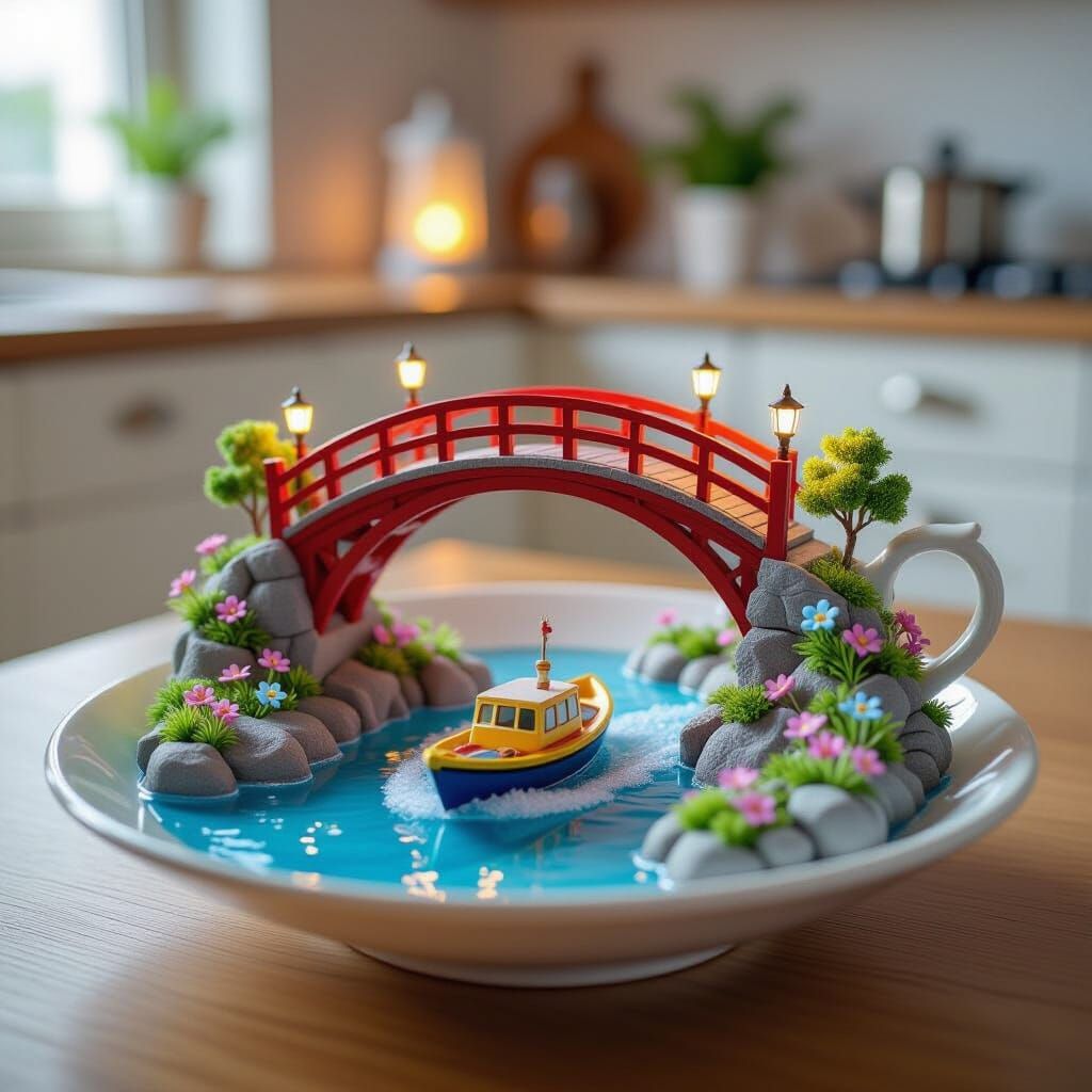 Miniature Landscape on a Cup: 3D Digital Art