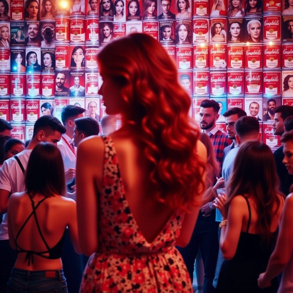 Pop Art Party Scene Double Exposure