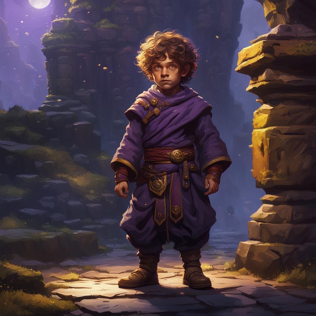Detailed Halfling Monk in Dark Fantasy Style
