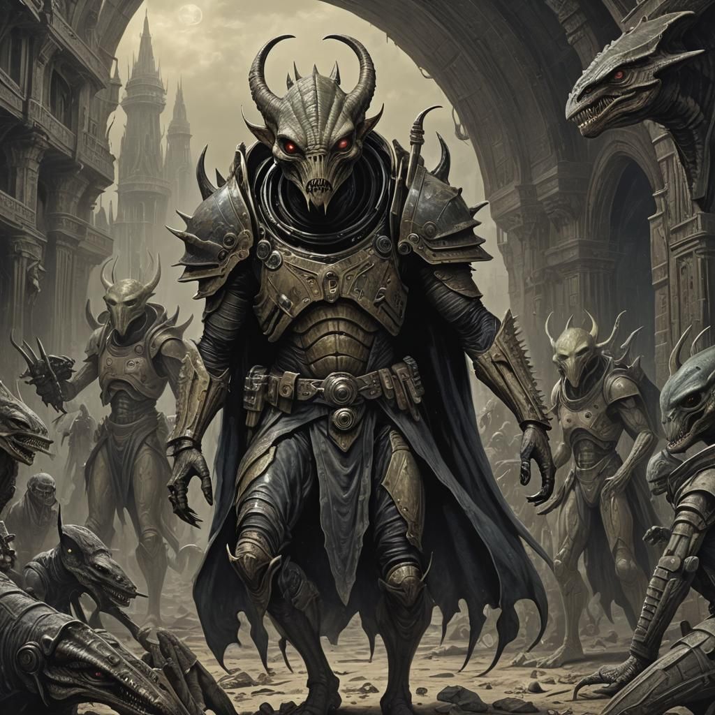 Sci-Fi Gothic Alien in Horror Illustration Style