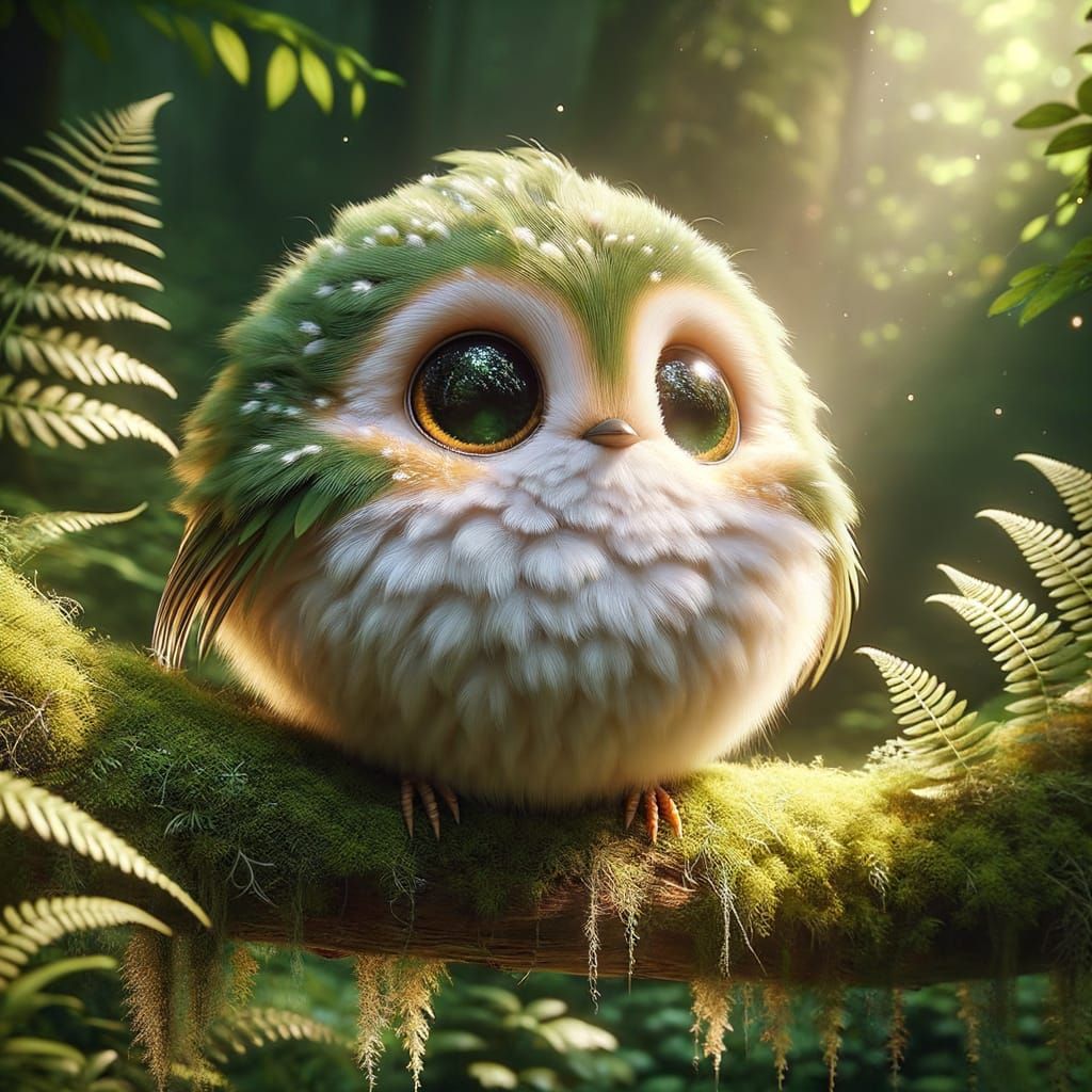 Adorable Bird Creature in Magical Forest