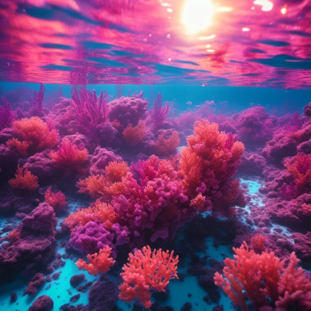 Vaporwave Coral Reef Sunset in Australia