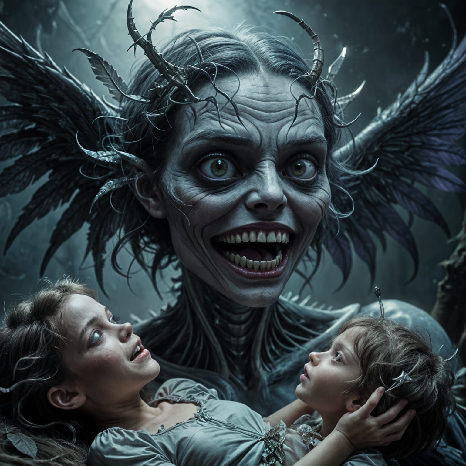 Menacing Tooth Fairy in Dark Fantasy Style