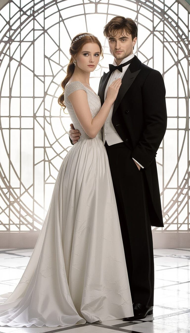Elegant Daniel Radcliffe and Bonnie Wright in Art Deco Style