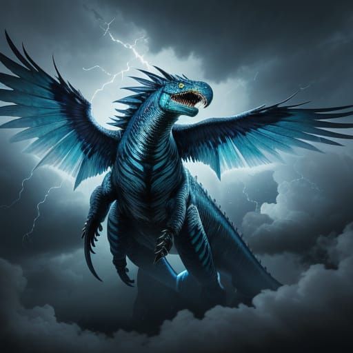 Hyperrealistic Gigantamax Zephyrosaur: A Stormy Sky Leviatha...
