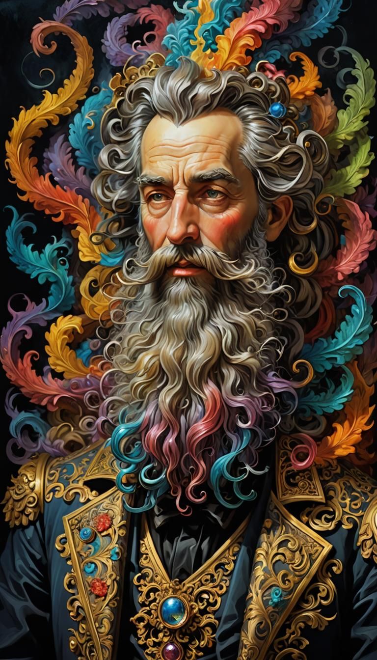 Eccentric Beard Automaton in Gustave Doré Style