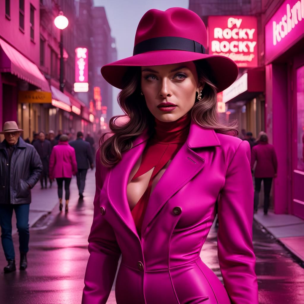 Magenta Bodysuit in Cinematic Street Scene