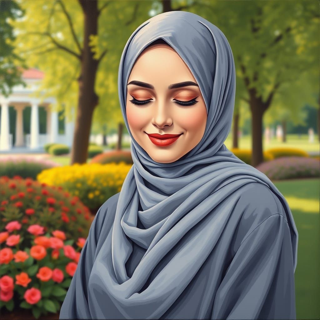 Minimalist Oil Painting: Swedish Woman in Hijab