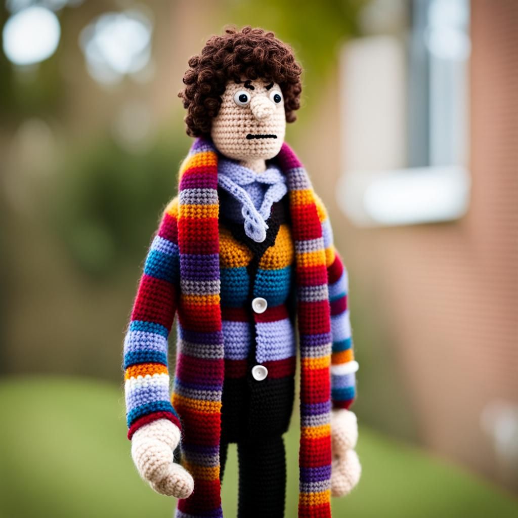 Crocheted Doctor Who Tom Baker with Scarf