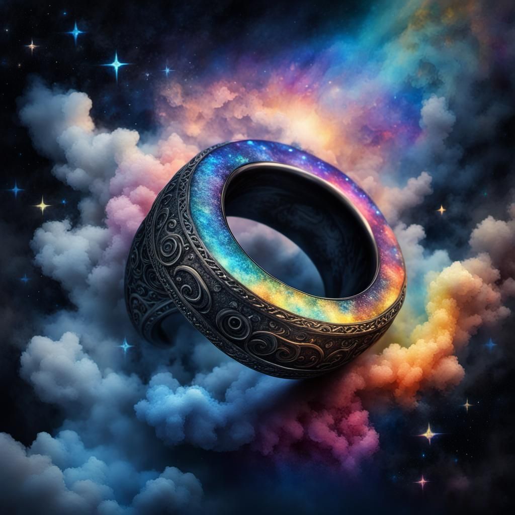 Futuristic Ring in Space: Impressionistic Digital Art