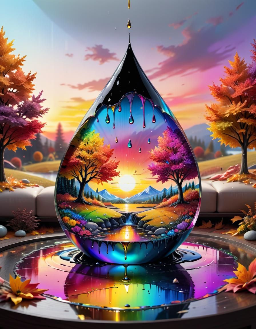 Living Room Diorama in Iridescent Water Drop