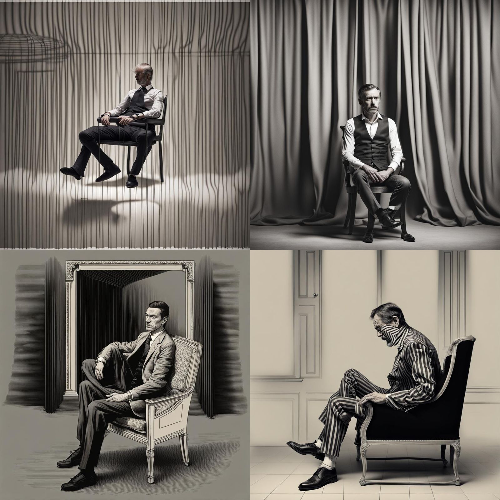 Man Sitting in Chair, Art of Illusion