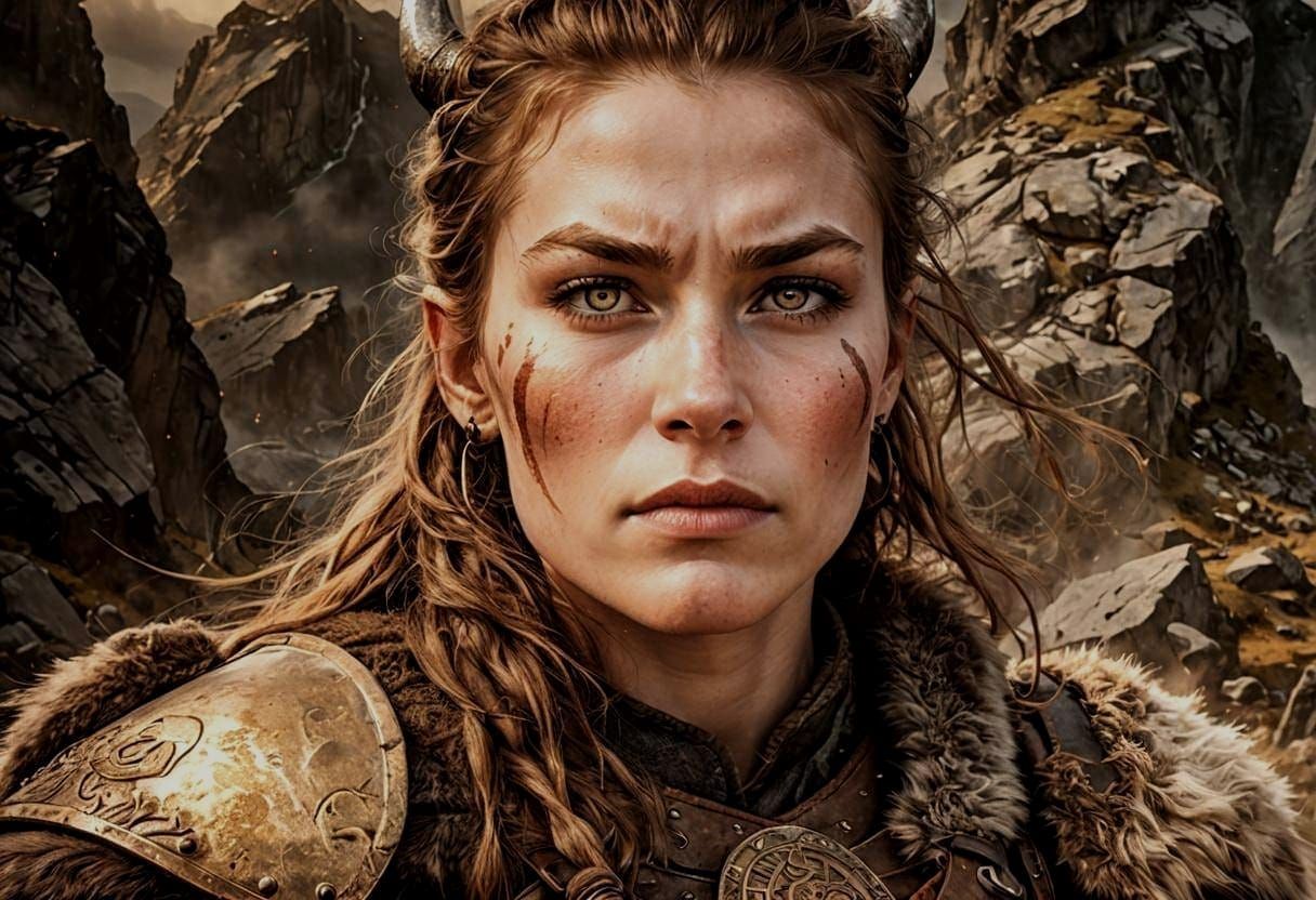 Viking Female Warrior Ready for Battle