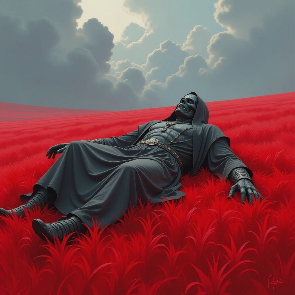 Fallen Monster God in Crimson Field
