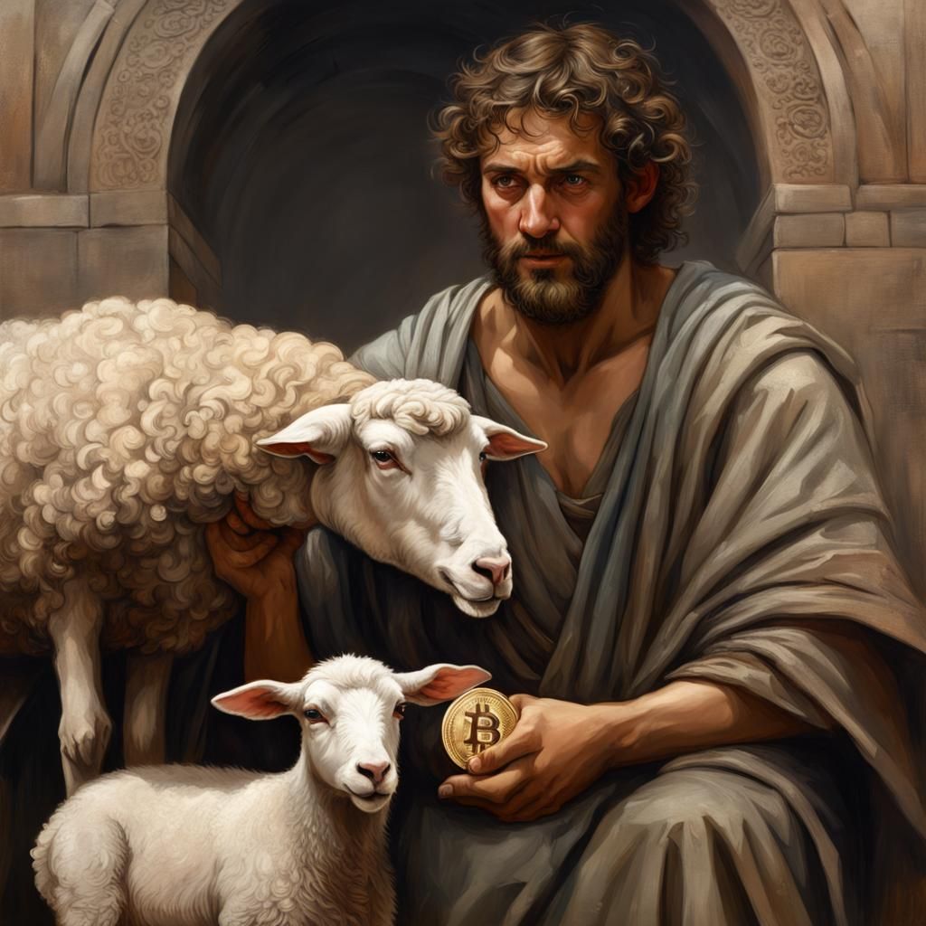 Noah's Post-Flood Bitcoin Offering: Hyperrealistic Portrait