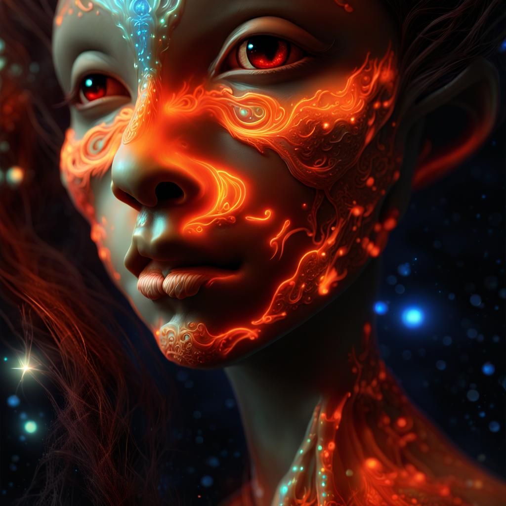 Glowing Chibi Vampire Dragon under Starry Night Sky