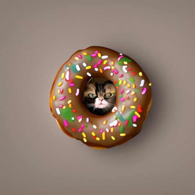 Cat Eats Galactic Donut in Space