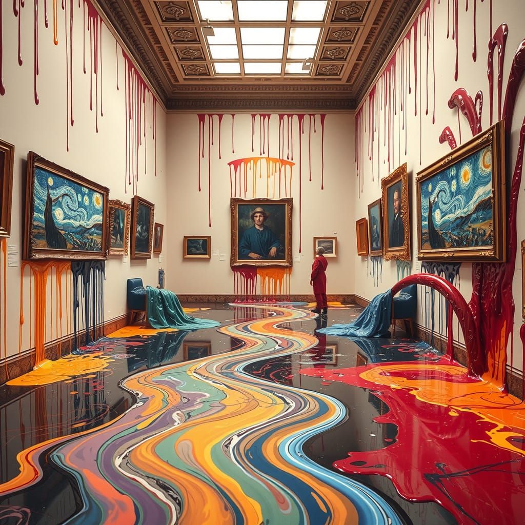 Surreal Art Gallery Melts into Chaos