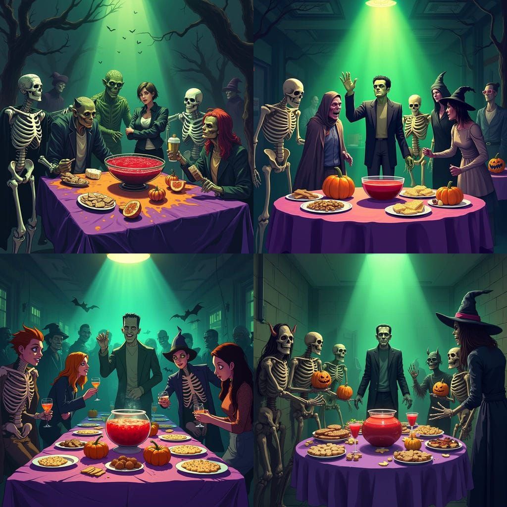 Monster High School Party Scene with Classic Monsters
