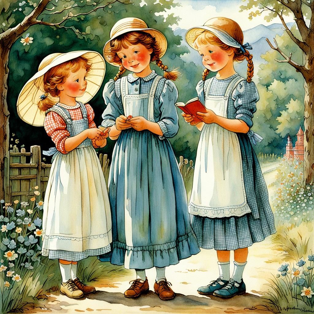 Nostalgic Storybook Illustration in Vintage Style