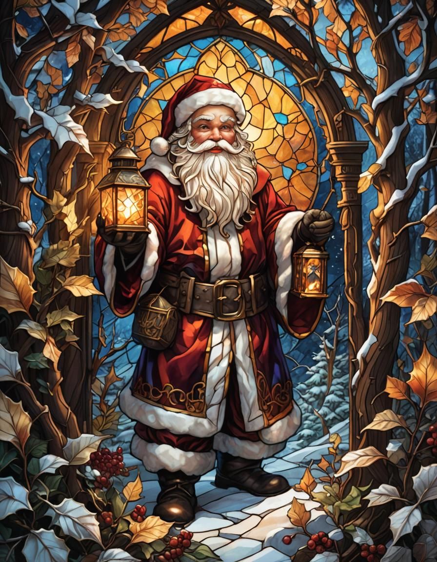 Santa Claus in Stained Glass Art