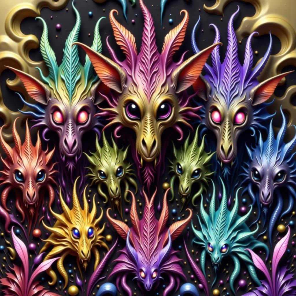 Mythical Creatures in a Dreamlike Landscape