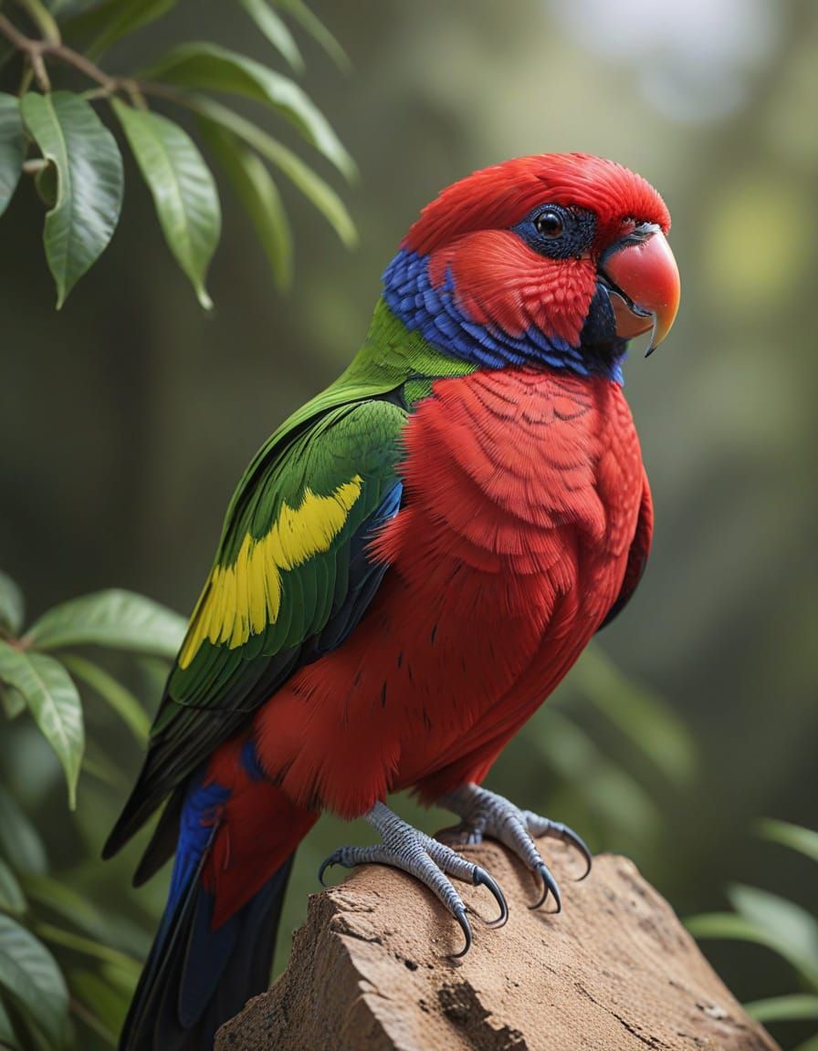 Photorealistic Collared Lory Bird Portrait
