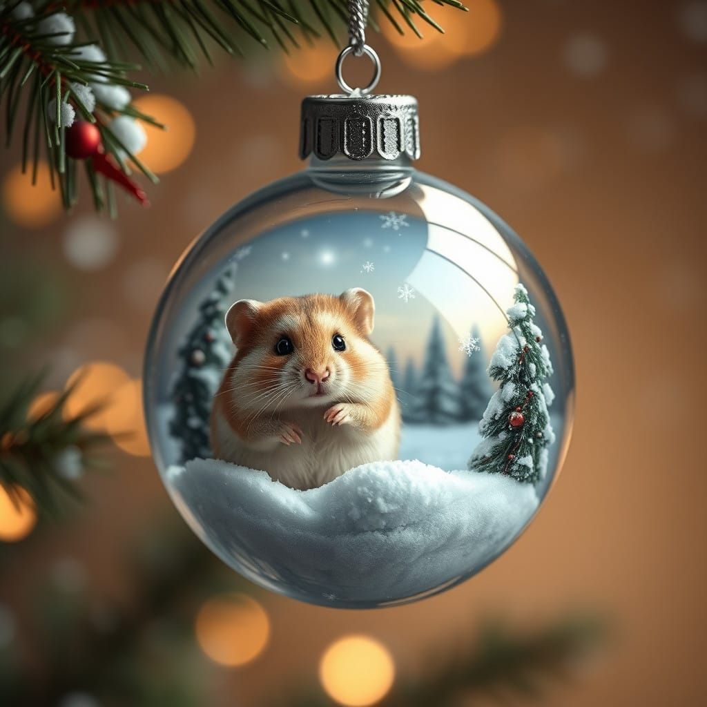 Christmas ornament. The ornament is spherical and transparen...