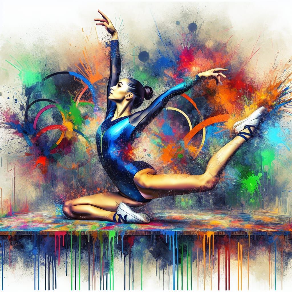 Gymnast Performs Split in Street Art Style