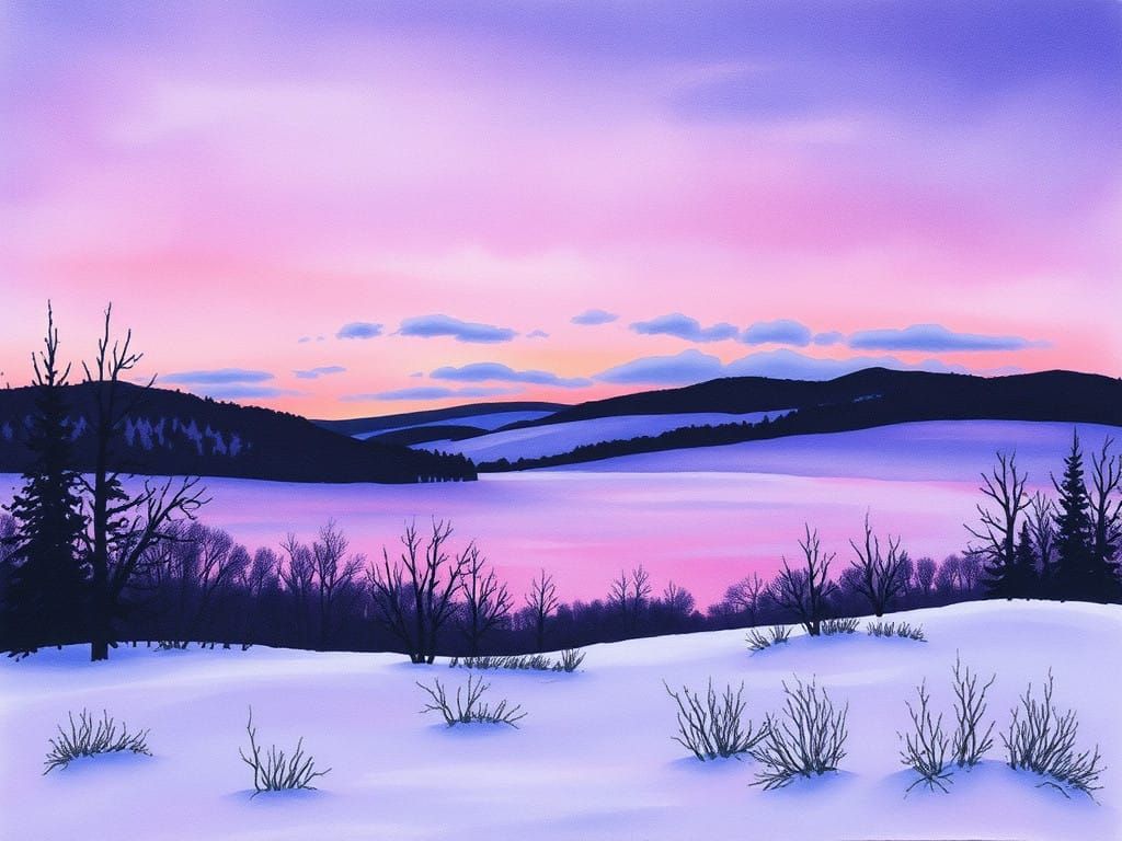 Winter Wonderland in Watercolor Wet on Wet Style