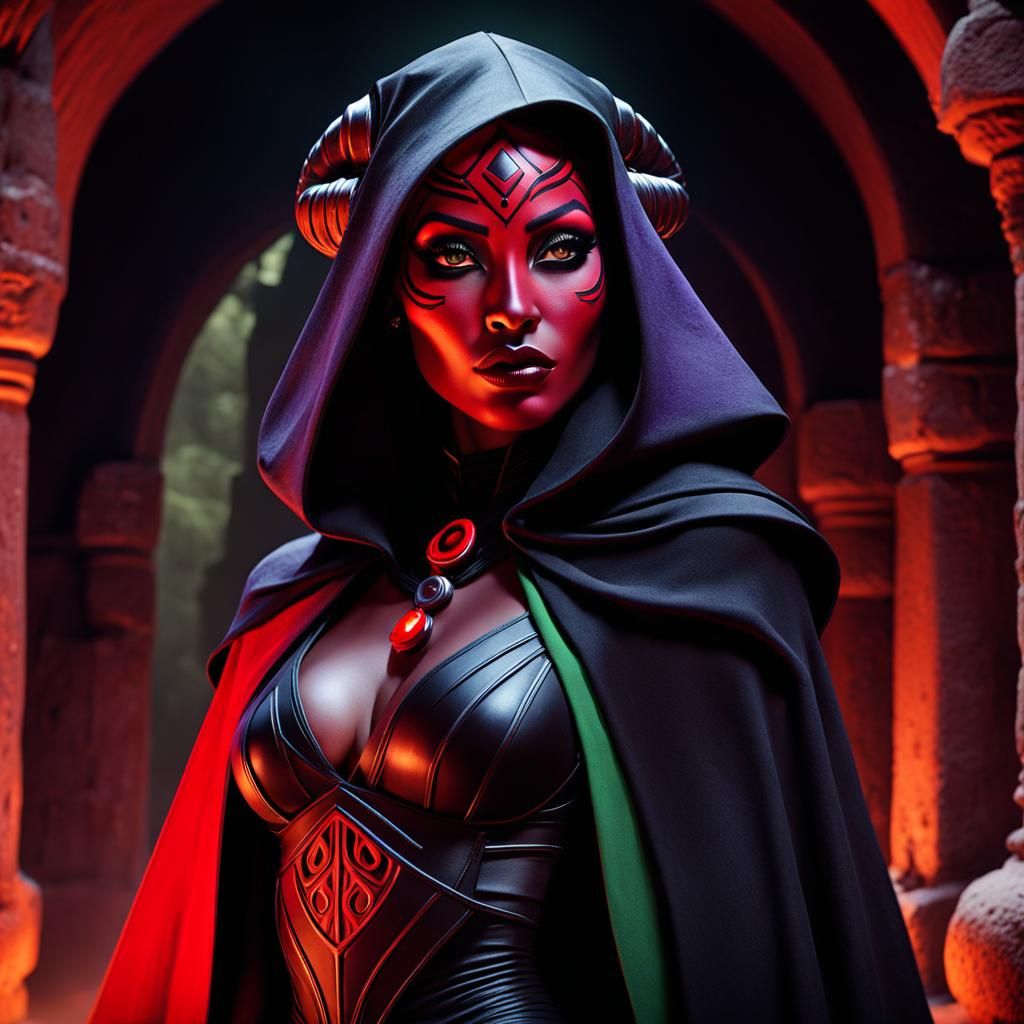 Red Twi'lek Sith in Mayan Temple Comic Art