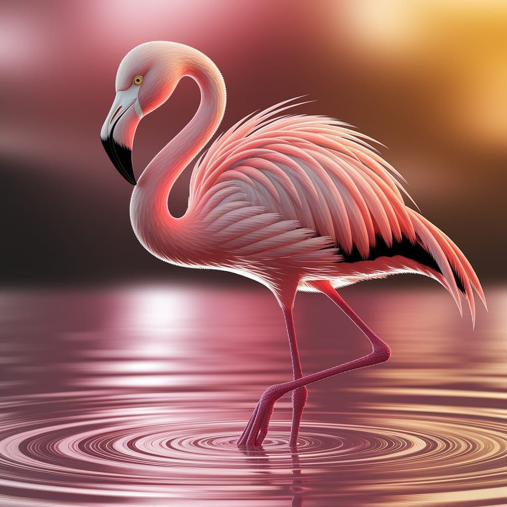 Ethereal Flamingo Abstract Vector Fractal Art